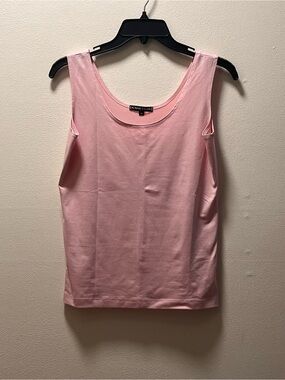 A’nue Ligne Chic Modern Minimalist Sleeveless Scoop Neck Tank Top, Sz M, Pink